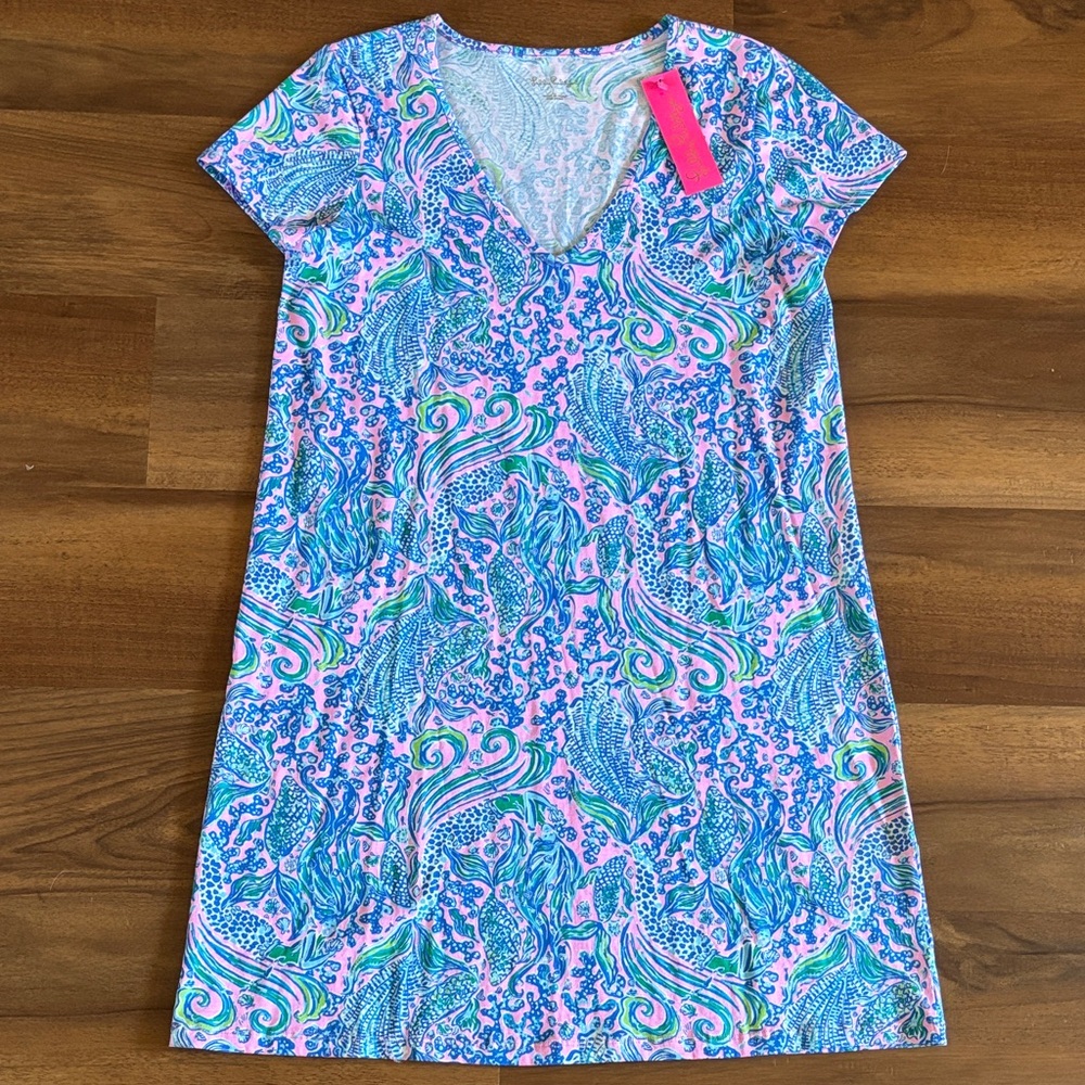 Lilly Pulitzer Etta Short Sleeve Dress ~ Lilac Rose We Mermaid It ~ Size Large